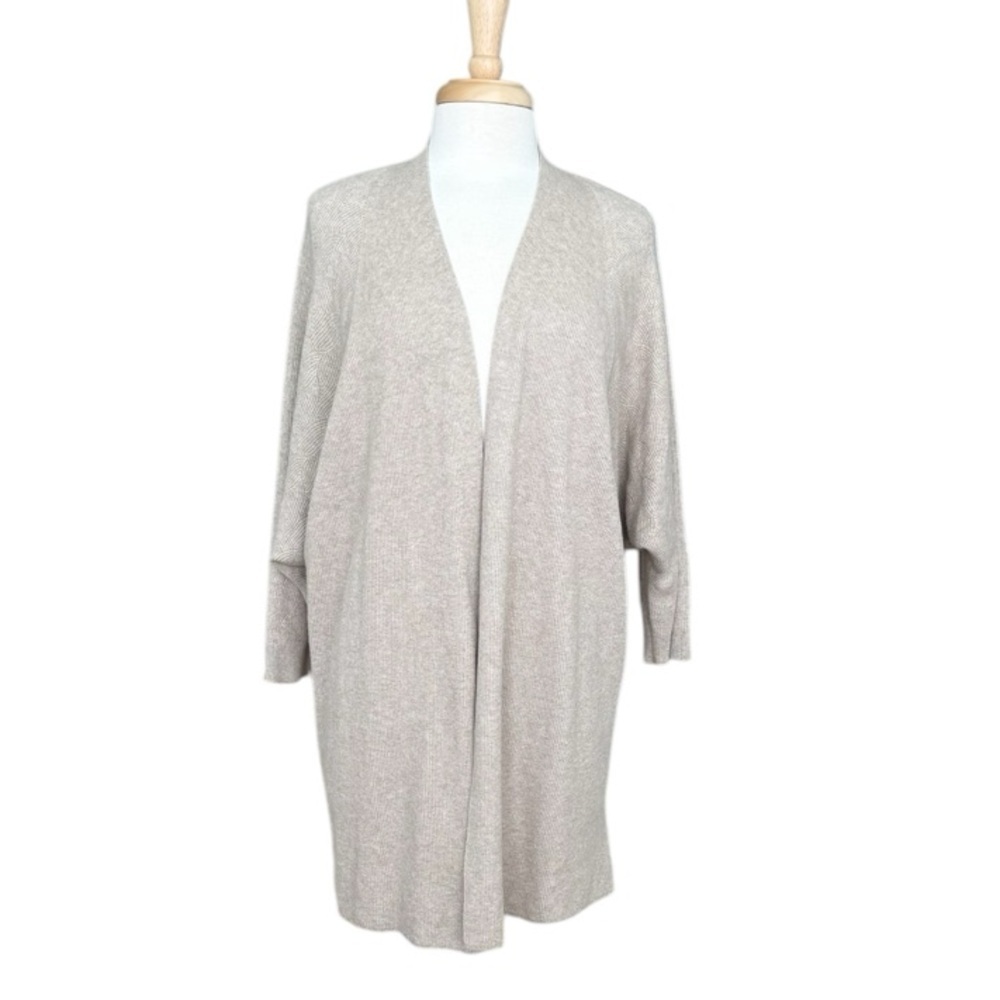 Pure Jill Cotton Cream Long Open-Front Cardigan Sweater Size Large
